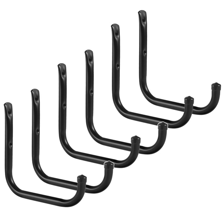 Set of 6 Maclean wall mounts for tires, wheels, ladders, and bicycles; steel construction; max. load 22 kg per mount; MC-487
