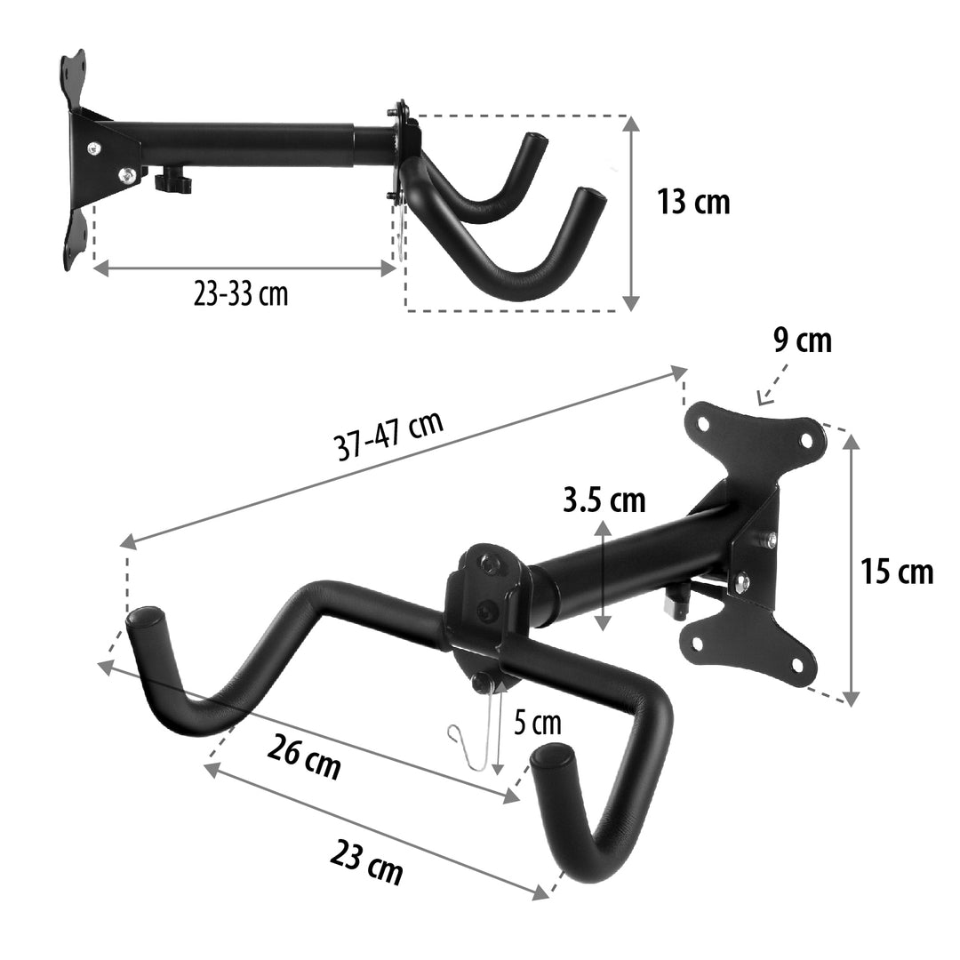 Maclean Horizontal Wall-Mounted Bike Rack, Steel, Max. Load 30 kg, MC-484, 3 pieces