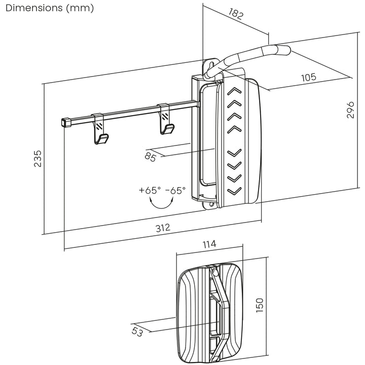 Maclean Wall-Mounted Bike Rack, 35 kg max, MC-499, 3 pieces