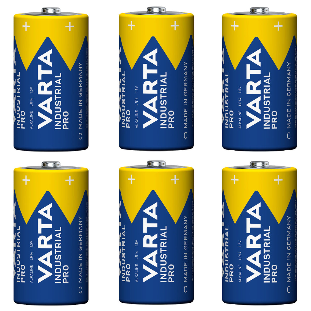 6x Varta Industrial Pro R-14 LR14 1.5V alkaline batteries