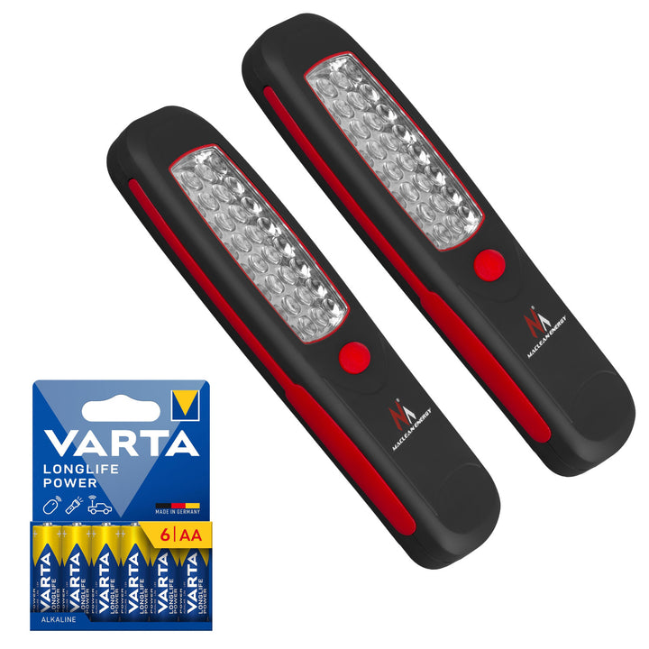 2x Maclean 24-LED workshop lamp, magnet, hook, MCE03 + 6x R-06/AA/LR06 1.5V VARTA Longlife Power batteries