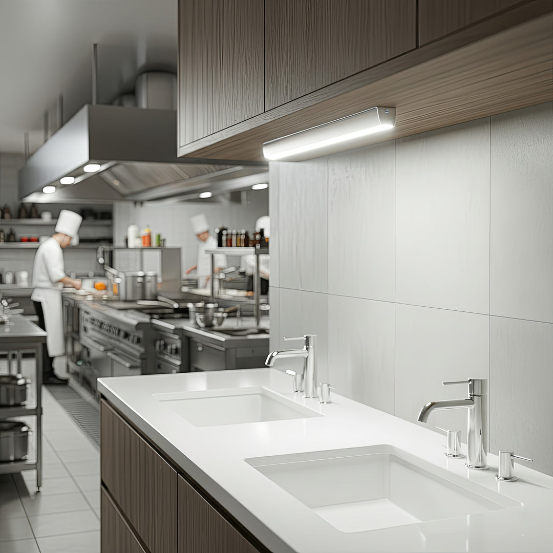 2x Maclean LED kitchen light, under-cabinet, 9 SMD, battery-powered, PIR sensor on/off, MCE166 + 6x R-06/AA/LR06 1.5V VARTA Longlife Power batteries