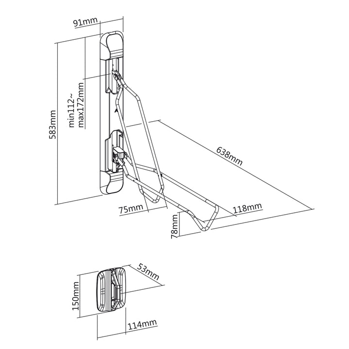 Maclean Wall-Mounted Bike Rack/Holder, max. 35 kg, MC-471, 3 pieces