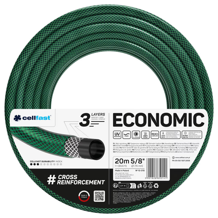 Cellfast Garden Hose, 3-layer, polyester cross-braided, 5/8" 20m, Economic