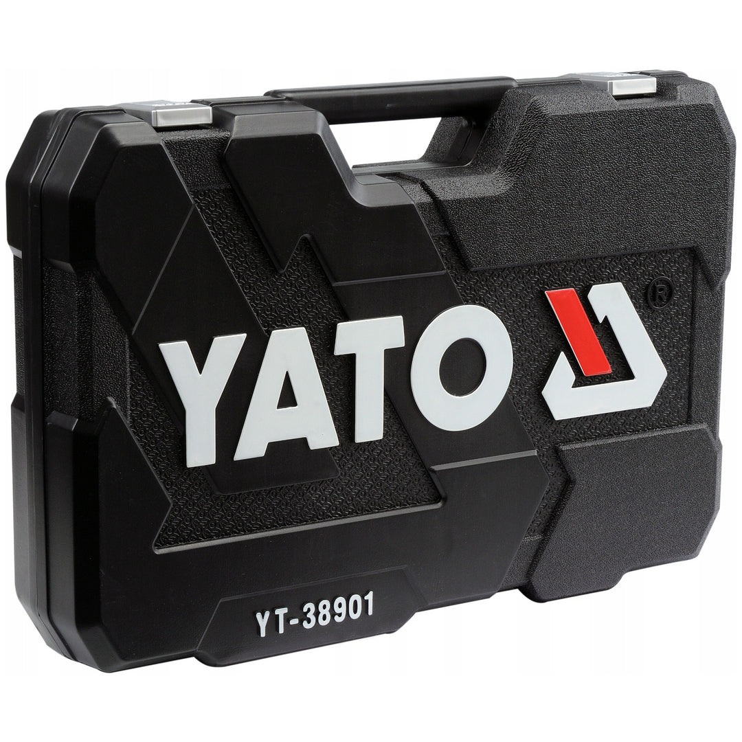 Yato Professional Tool Set, 122 pieces (socket wrenches, sockets, screwdrivers, hammer), screwdrivers with magnetic and hardened tips, YT-38901