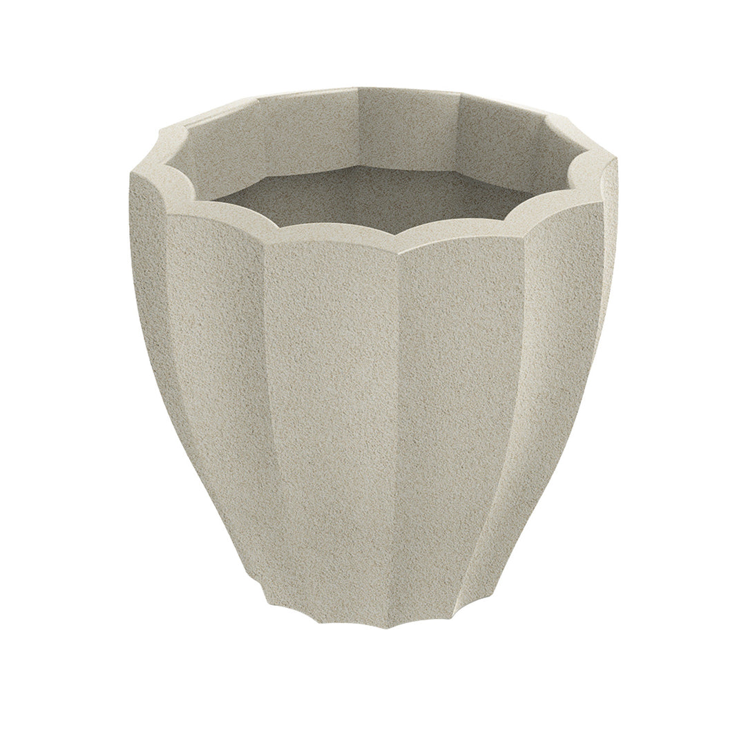 Ethick Rona Round Planter, diameter 40 cm, height 36 cm, matte finish, weather-resistant, drainage hole, sand color, TRO40-101GR