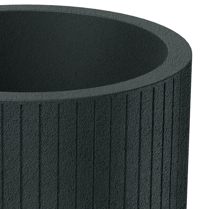 Ethick Coro Round Planter, diameter 40 cm, height 36 cm, matte finish, weather-resistant, drainage hole, dark graphite color, TCR40-109GR