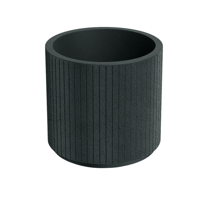 Ethick Coro Round Planter, diameter 40 cm, height 36 cm, matte finish, weather-resistant, drainage hole, dark graphite color, TCR40-109GR