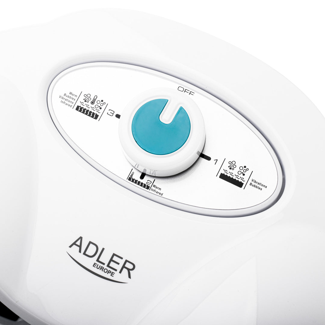 Adler Foot Massager, Bubble, Vibration, and Heat Massage, Infrared, 4 Rollers + 3 Attachments, AD 2167 White