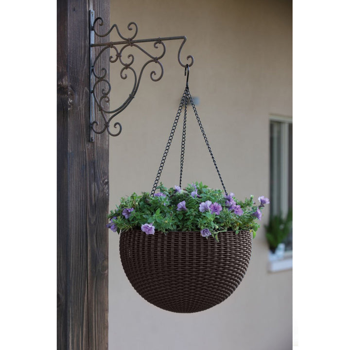 Keter Sphere Planter Hanging Pot, Brown, 2-Pack