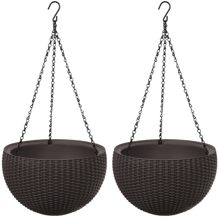 Keter Sphere Planter Hanging Pot, Brown, 2-Pack