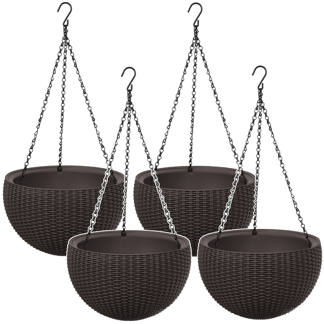Keter Sphere Planter Hanging Pot, Brown, 4-Pack