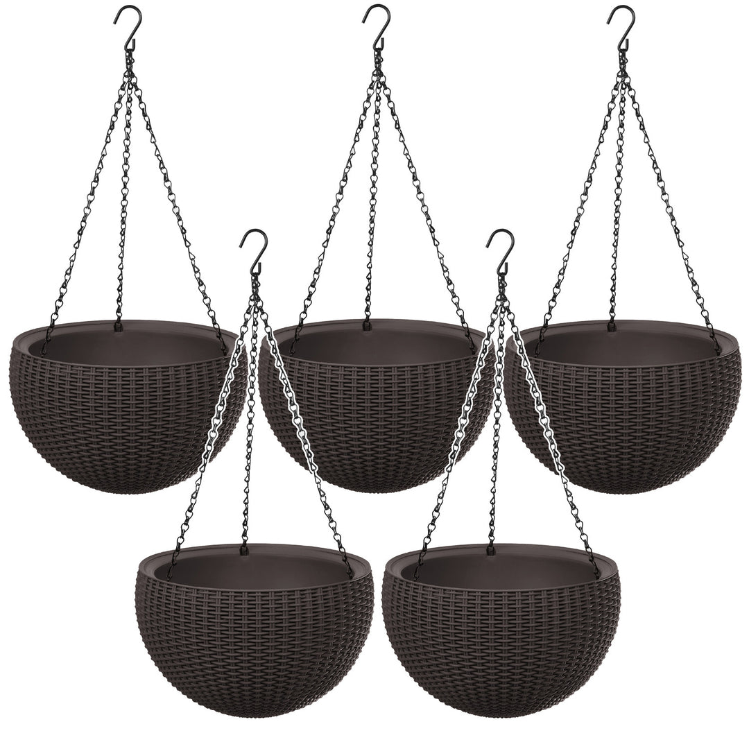 Keter Sphere Planter Hanging Pot, Brown, 5-Pack