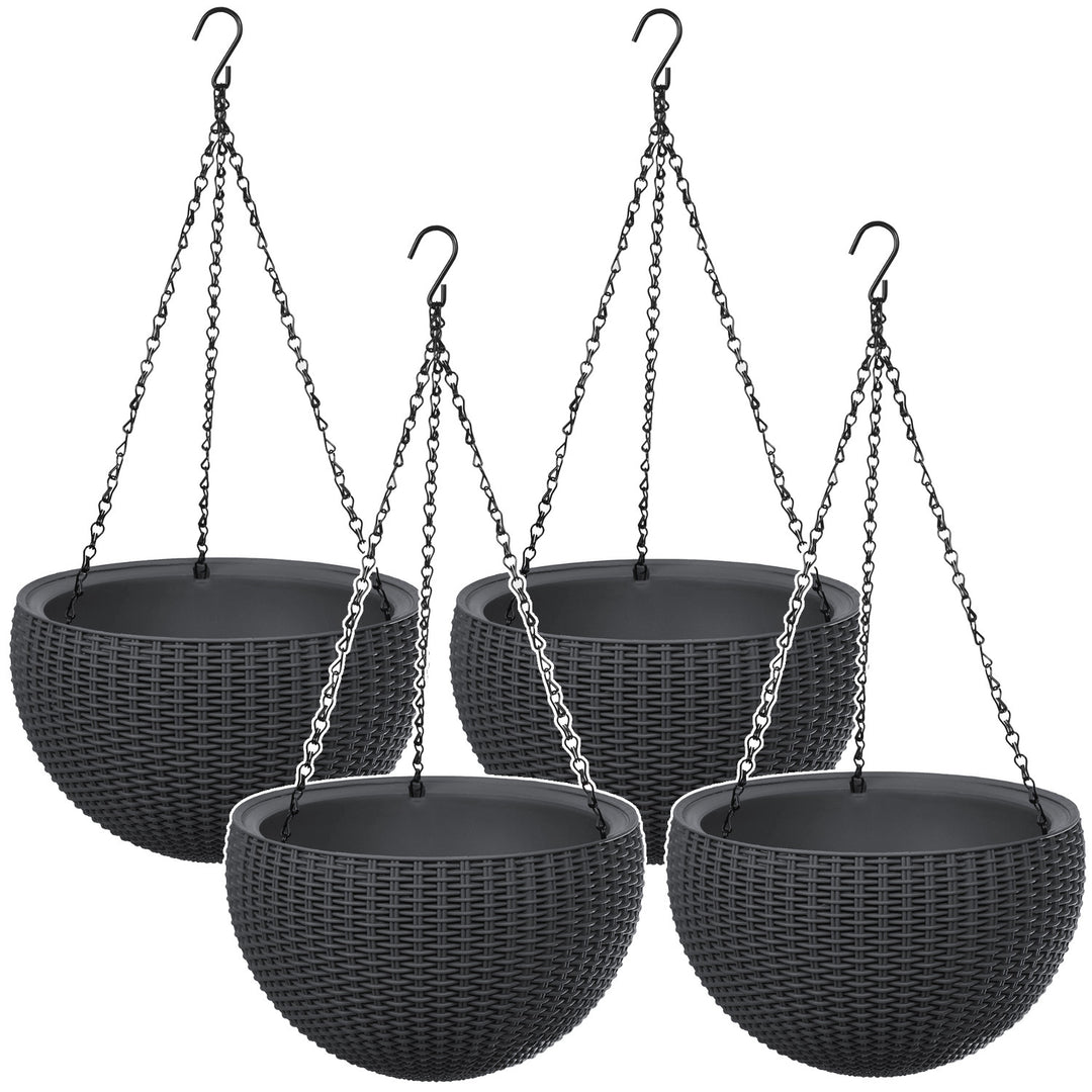 Keter Sphere Planter Hanging Pot, Anthracite, 4 pieces
