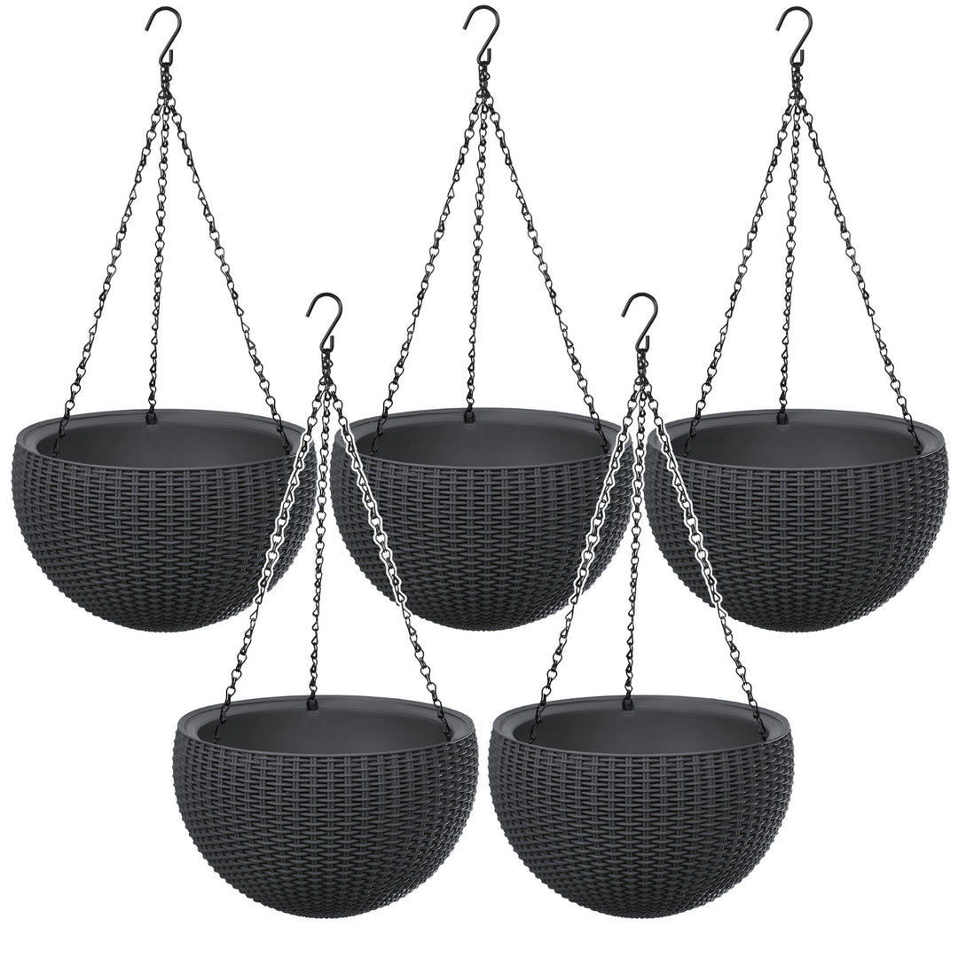 Keter Sphere Planter Hanging Pot, Anthracite, 5 pieces
