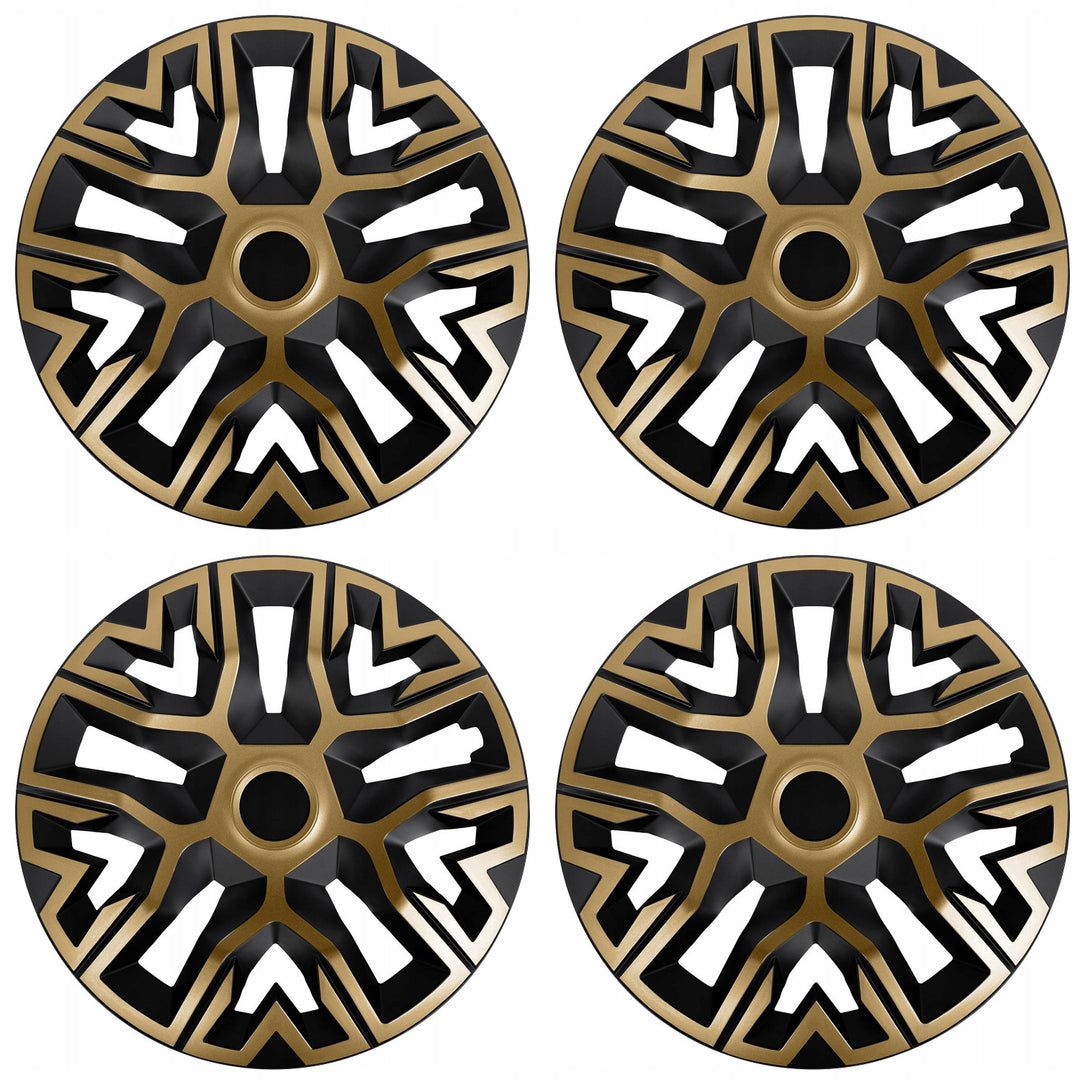 NRM The Best 15'' Universal Wheel Covers, Gold and Black, 4-Pack