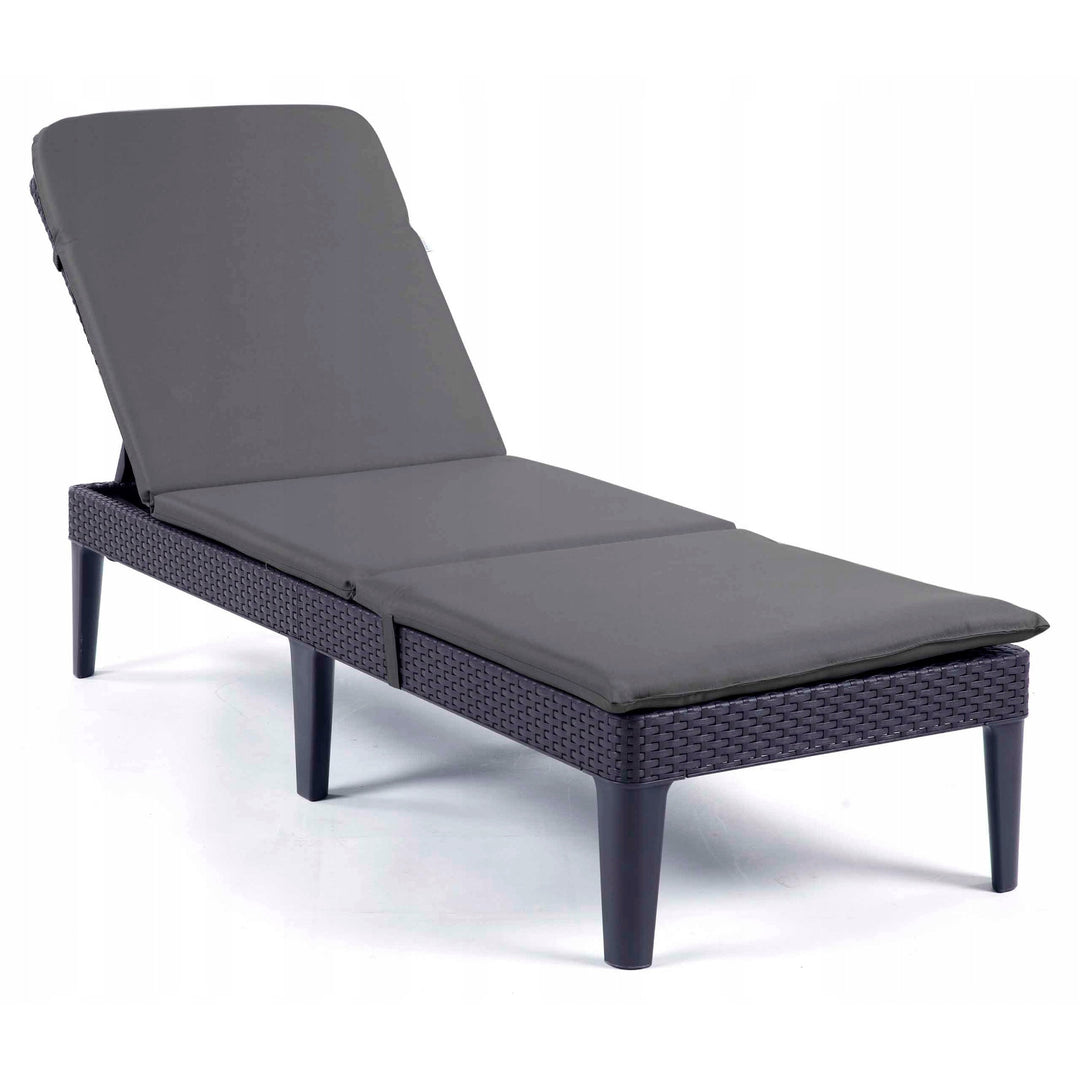 Jaipur Deck Chair Cushion, dark gray, S-500 fabric, size 190x60 cm, two fastening systems, waterproof, fully machine washable, S-49