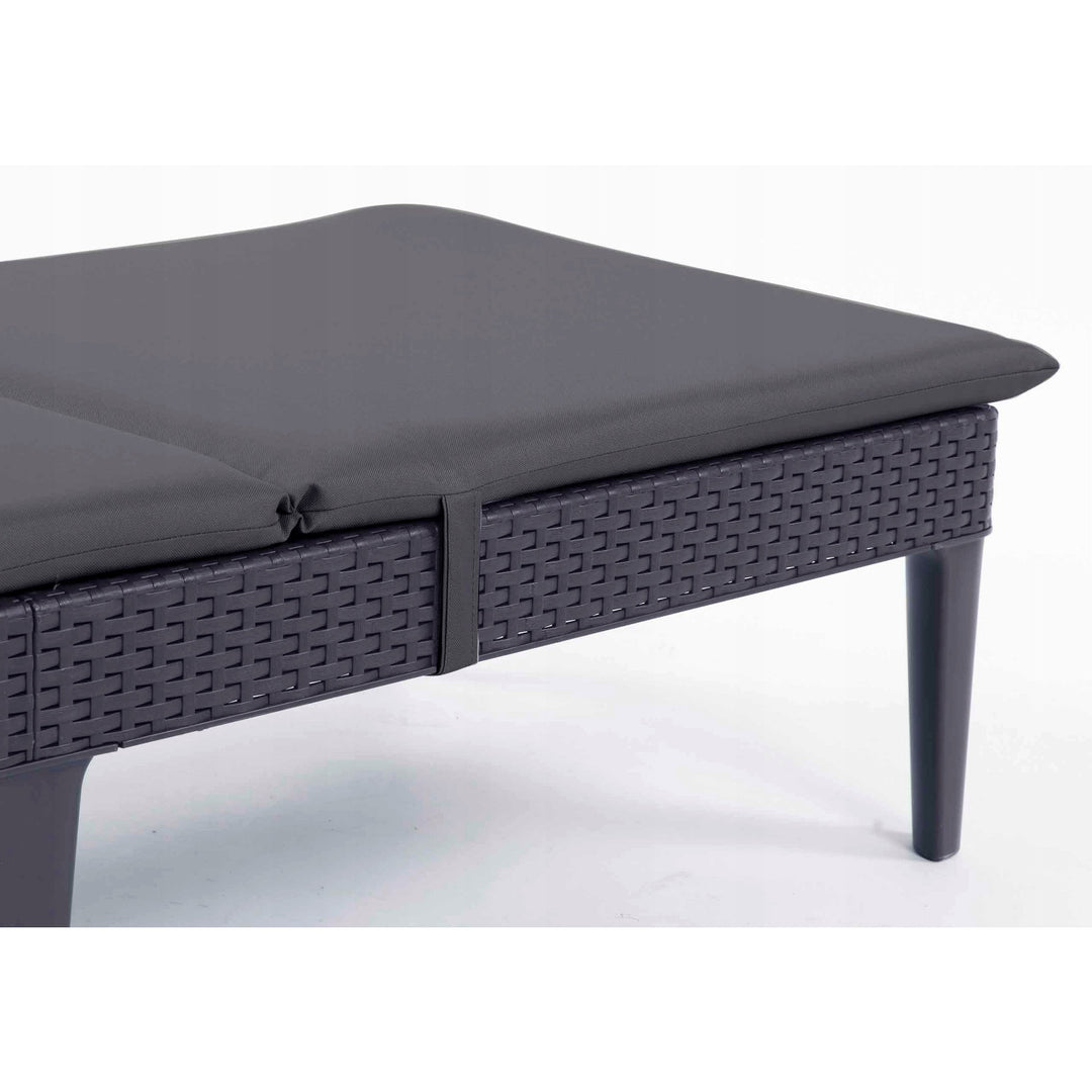 Jaipur Deck Chair Cushion, dark gray, S-500 fabric, size 190x60 cm, two fastening systems, waterproof, fully machine washable, S-49