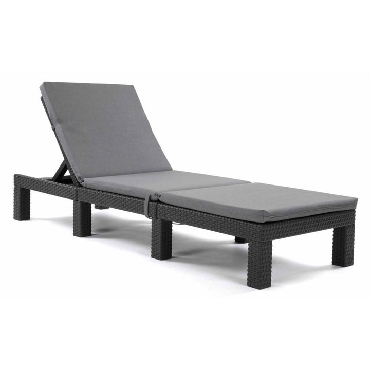 Daytona Deck Chair Cushion, gray, S-550 Melange fabric, size 192x64 cm, secured with an elastic strap, waterproof, Melange S-23