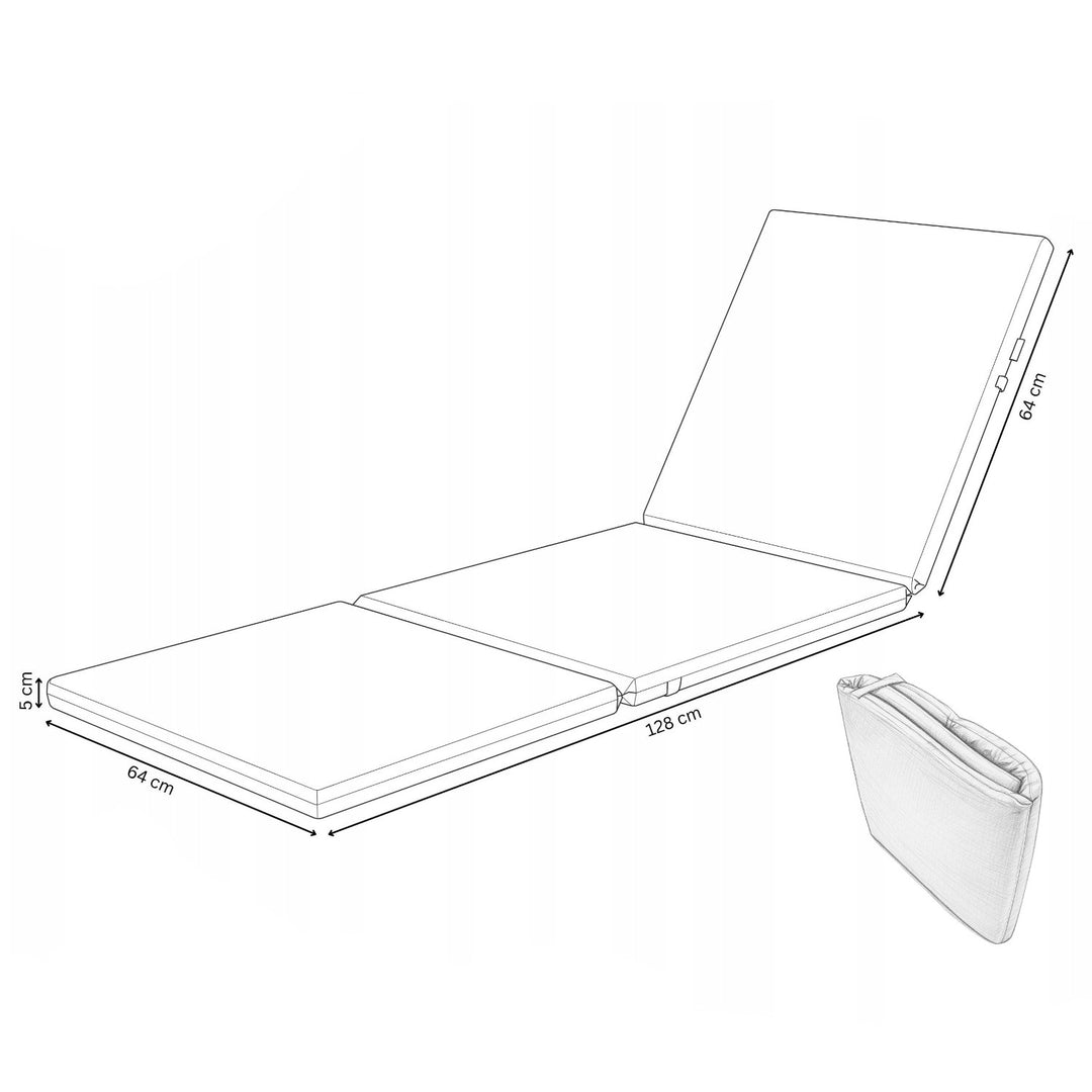 Daytona Deck Chair Cushion, gray, S-550 Melange fabric, size 192x64 cm, secured with an elastic strap, waterproof, Melange S-23