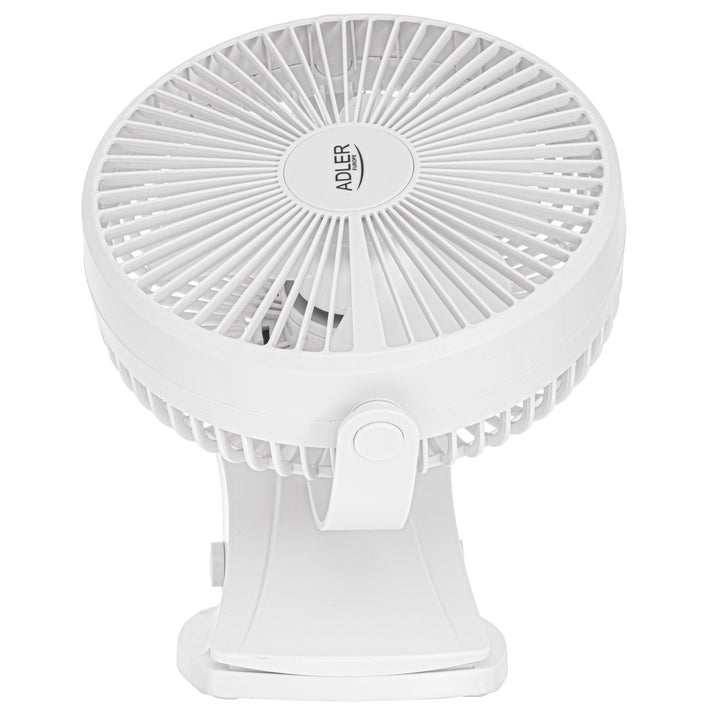 Desk fan with clip, rechargeable, 15.5 cm, 360° rotation, USB-C, Adler