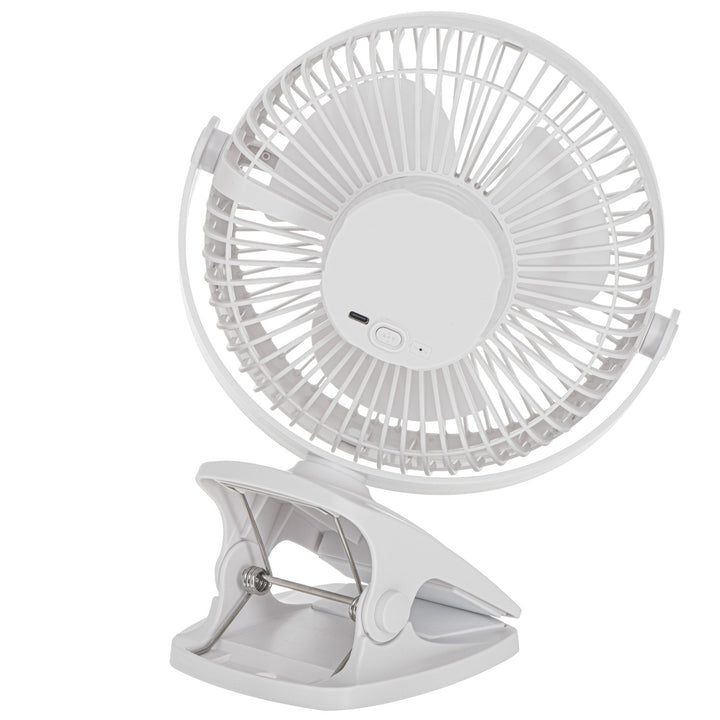 Desk fan with clip, rechargeable, 15.5 cm, 360° rotation, USB-C, Adler