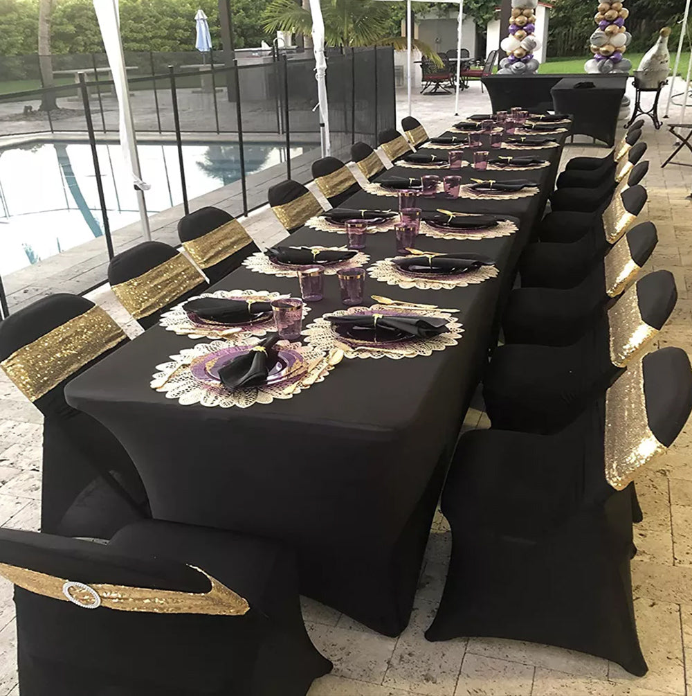 GreenBlue Black Catering Chair Cover, 88x50x45 cm, Spandex, GB373, 4 pieces