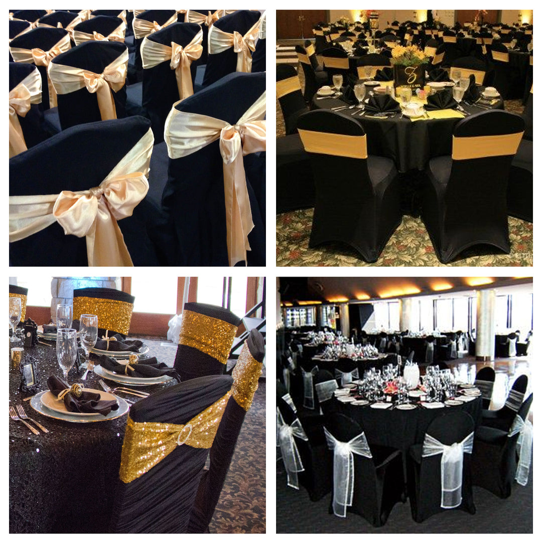 GreenBlue Black Catering Chair Cover, 88x50x45 cm, Spandex, GB373, 4 pieces