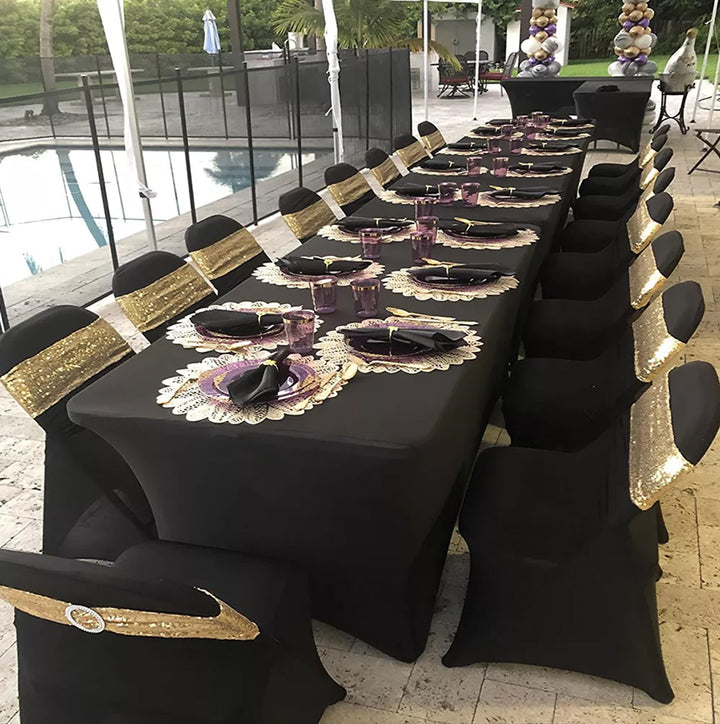 GreenBlue Black Catering Chair Cover, 88x50x45 cm, Spandex, GB373, 2 pieces
