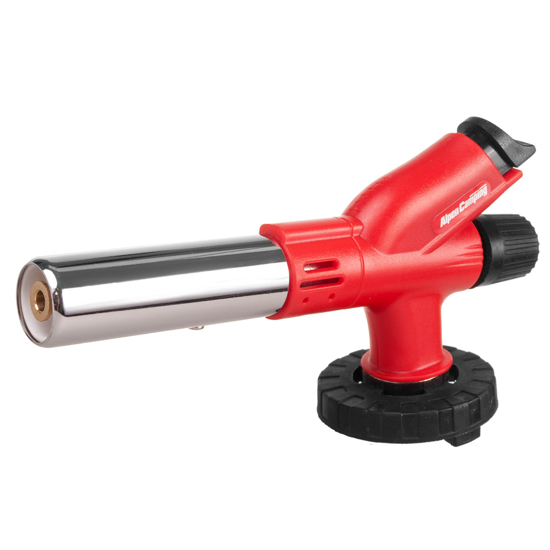 Alpen Camping cartridge burner, flame temperature 1300°C, piezo ignition, flame adjustment, ETNA + 4x 227g GreenBlue gas cartridges. Certification: Pi 0875, compliant with EN417