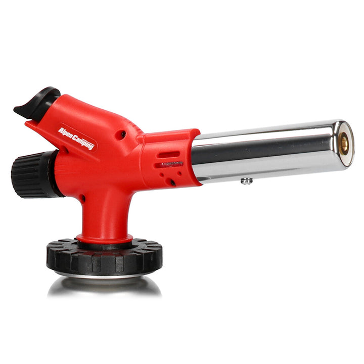 Alpen Camping cartridge burner, flame temperature 1300°C, piezo ignition, flame adjustment, ETNA + 4x 227g GreenBlue gas cartridges. Certification: Pi 0875, compliant with EN417