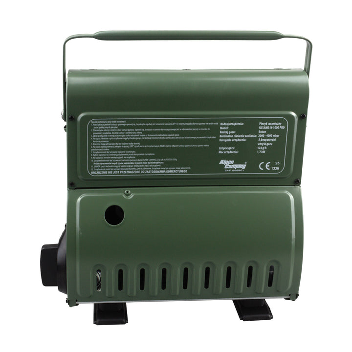 Alpen Camping portable gas stove, 2-in-1, gas consumption 124 g/h, piezoelectric ignition, ICELAND IK-1000 PRO+ 4x 227 g GreenBlue gas cartridges. Certification: Pi 0875, compliant with EN 417