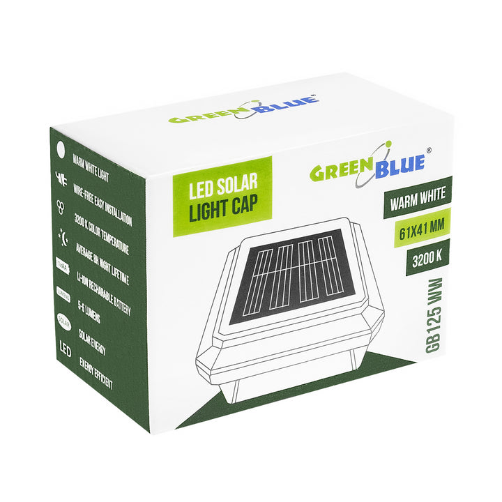 GreenBlue Solar LED Post Light, 60x40mm, Envelope-Shaped Canopy, 3200K, GB125 WW, 4 pieces