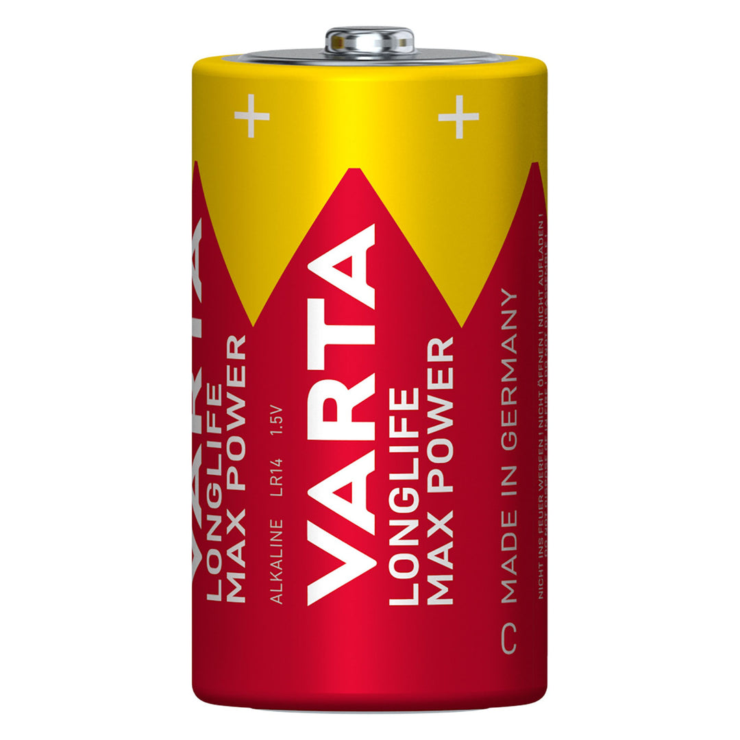6x Varta Longlife Max Power R14 C 1.5V alkaline batteries