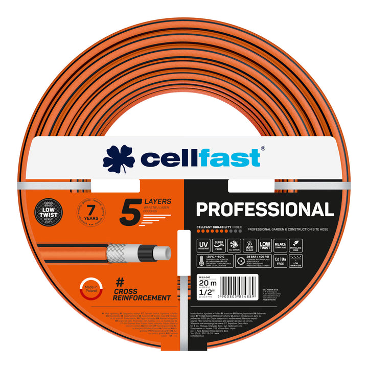 Cellfast Aluplus 1/2" 60m Hose Cart + Cellfast PROFESSIONAL 1/2" 20m Garden Hose + Cellfast Basic 1/2" Straight Sprinkler Set