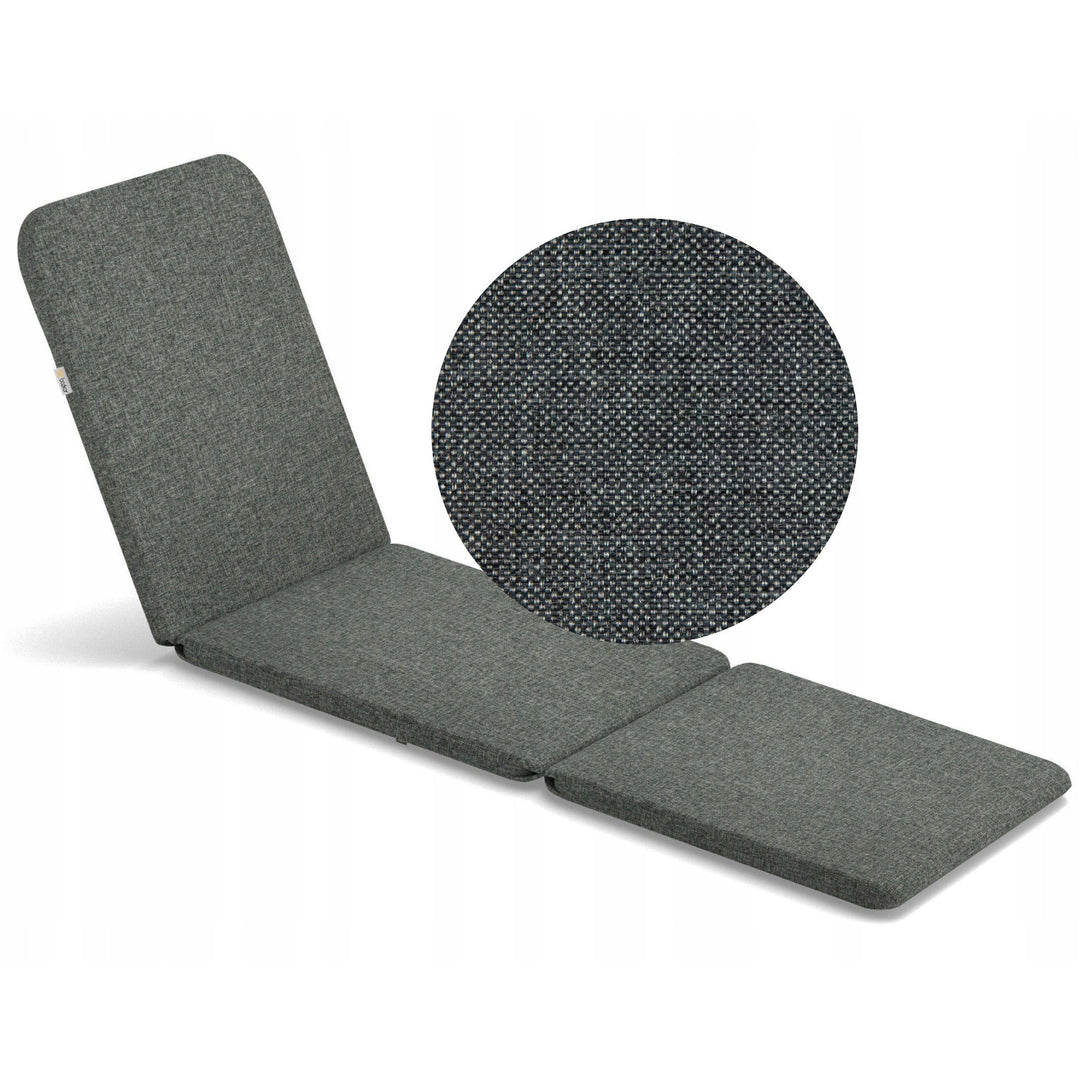 Jaipur Deck Chair Cushion, dark gray, S-550 fabric, size 190x60 cm, two fastening systems, waterproof, fully machine washable, Jaipur Melange S-02A