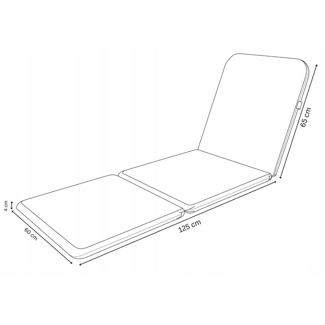 Jaipur Deck Chair Cushion, gray, S-550 fabric, size 190x60 cm, two fastening systems, waterproof, fully machine washable, Jaipur Melange S-03