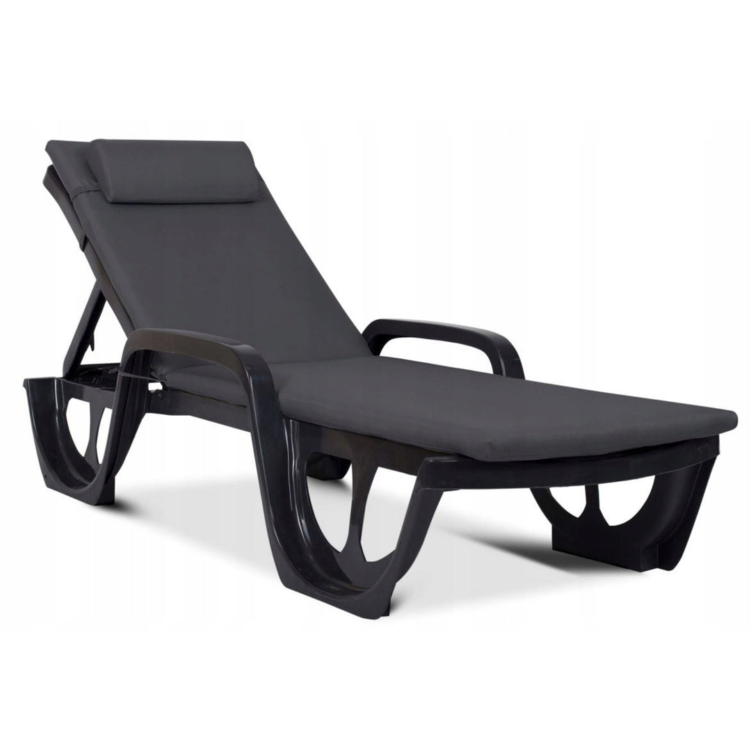 Madera Deck Chair Cushion, dark gray, S-500 fabric, size 190x55 cm, secured with an elastic strap, waterproof, Madera S-49
