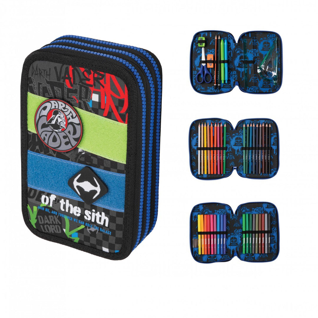 Star Wars Coolpack School Set, Jerry 3-compartment backpack (15") with contoured back and adjustable shoulder straps, and Jumper 3 pencil case with accessories