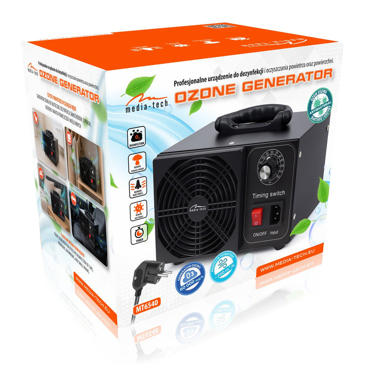 Professional ozone generator for disinfection and air purification, Mediatech, Ozone output: 60,000 mg/h, TIMER, Power: 140W, metal housing