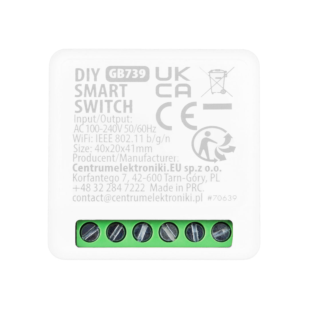 GreenBlue Flush-Mount WiFi Relay, Android/iOS/Alexa/Google Home, 100–240 V AC, 50/60 Hz, max. 16 A, for 150 W LEDs, GB739, 2 pieces