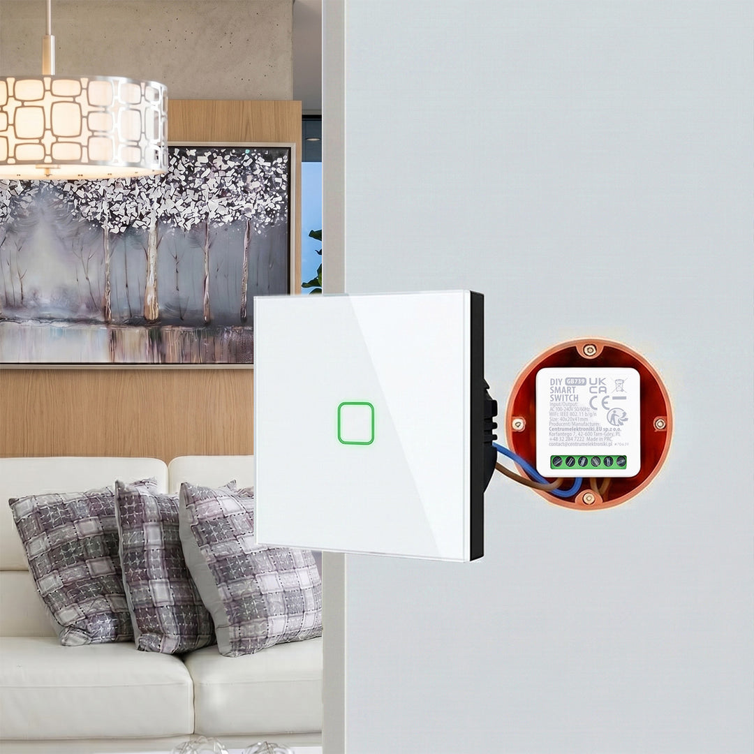GreenBlue Flush-Mount WiFi Relay, Android/iOS/Alexa/Google Home, 100–240 V AC, 50/60 Hz, max. 16 A, for 150 W LEDs, GB739, 2 pieces