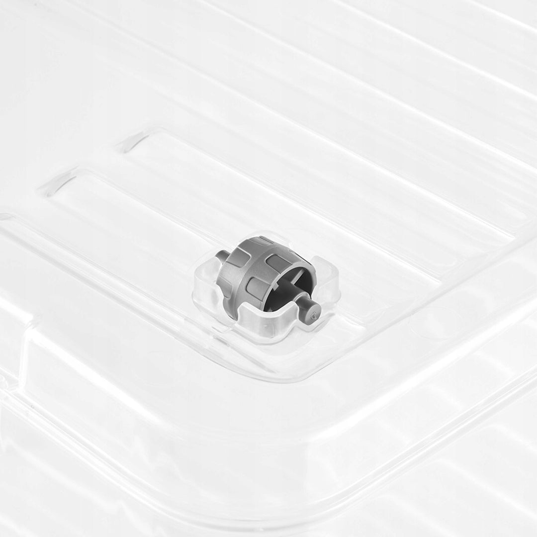 Leo Keeeper container with lid, 37L capacity, clear, with wheels, clip-on lid, 2 pieces
