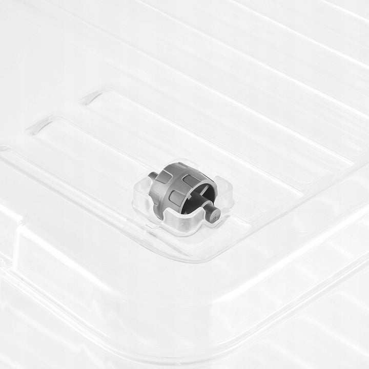 Leo Keeeper container with lid, 37L capacity, clear, with wheels, clip-on lid, set of 3
