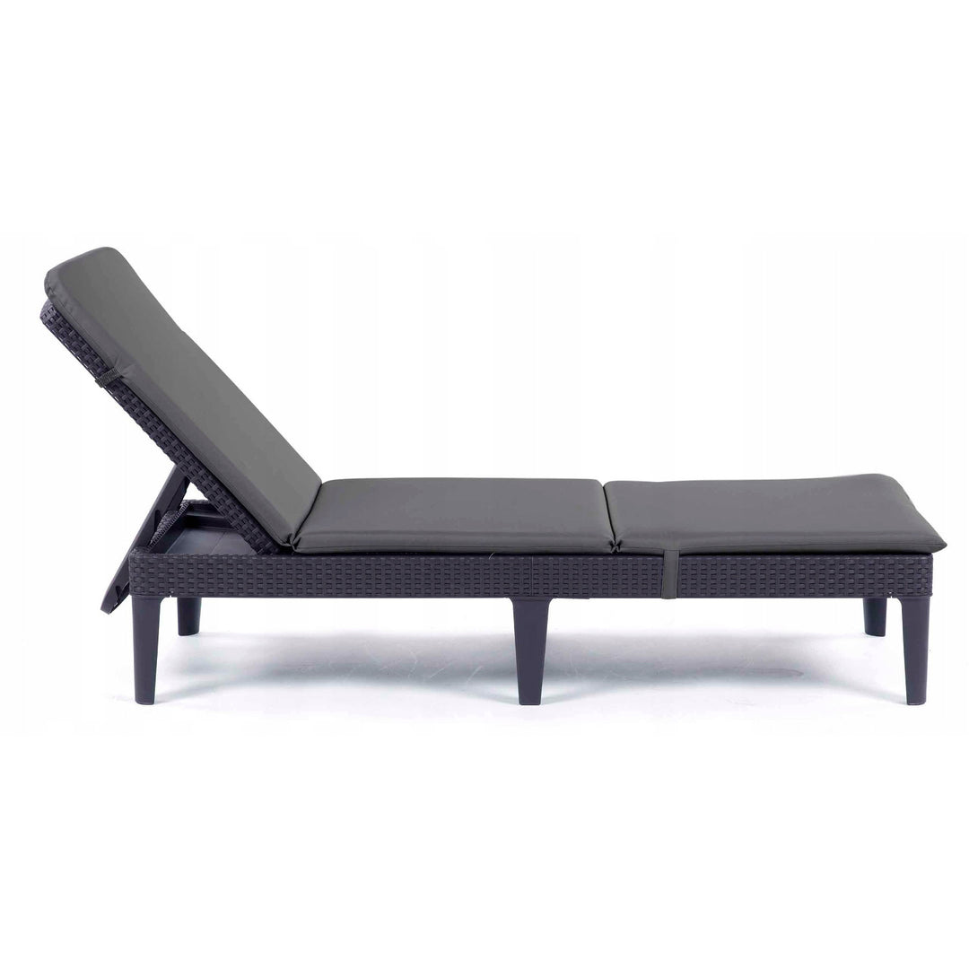Jaipur Deck Chair Cushion, dark gray, S-500 fabric, size 190x60 cm, two fastening systems, waterproof, fully machine washable, S-49, 2 pieces