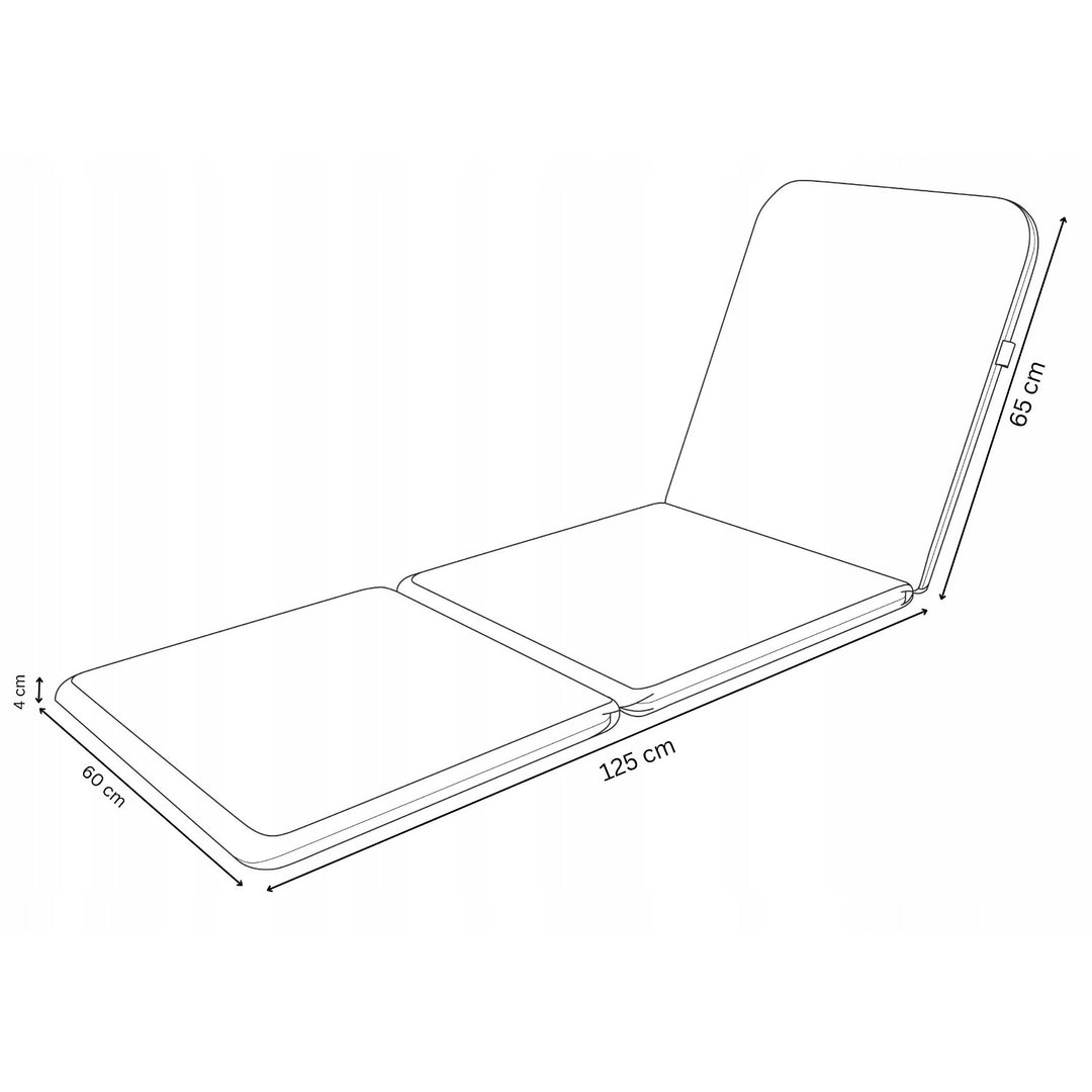 Jaipur Deck Chair Cushion, dark gray, S-500 fabric, size 190x60 cm, two fastening systems, waterproof, fully machine washable, S-49, 2 pieces