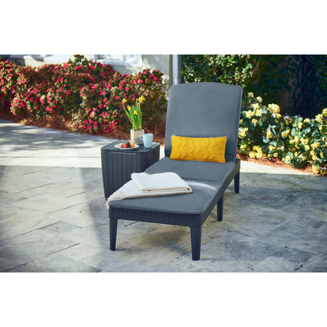 Jaipur Deck Chair Cushion, dark gray, S-500 fabric, size 190x60 cm, two fastening systems, waterproof, fully machine washable, S-49, 2 pieces