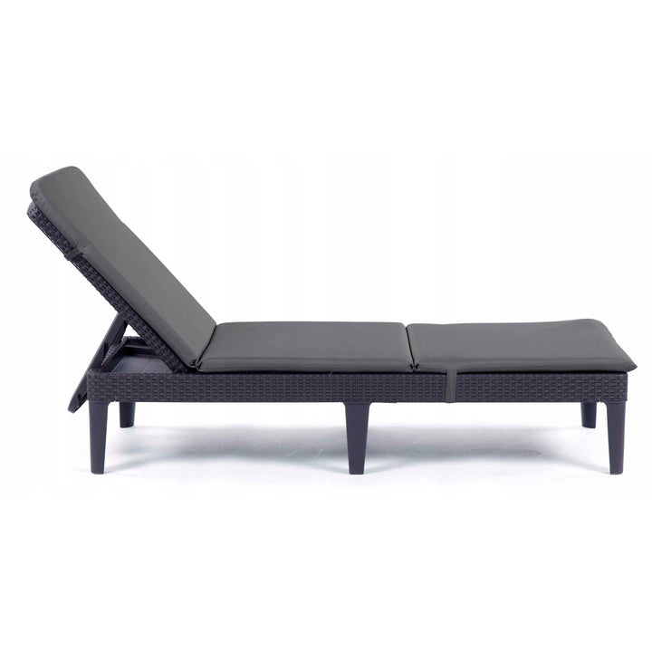 Jaipur Deck Chair Cushion, dark gray, S-500 fabric, size 190x60 cm, two fastening systems, waterproof, fully machine washable, S-49, 3 pieces