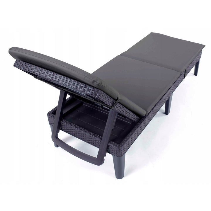 Jaipur Deck Chair Cushion, dark gray, S-500 fabric, size 190x60 cm, two fastening systems, waterproof, fully machine washable, S-49, 3 pieces