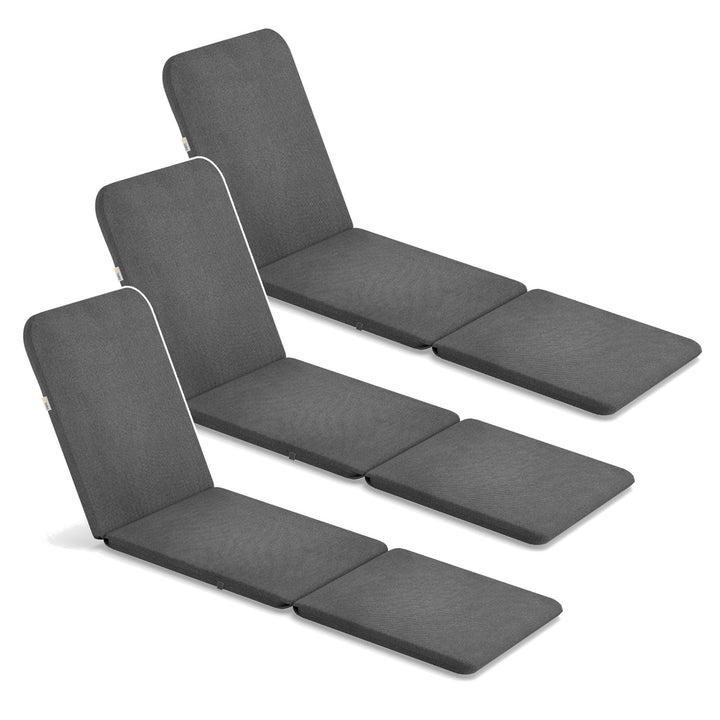 Jaipur Deck Chair Cushion, dark gray, S-500 fabric, size 190x60 cm, two fastening systems, waterproof, fully machine washable, S-49, 3 pieces